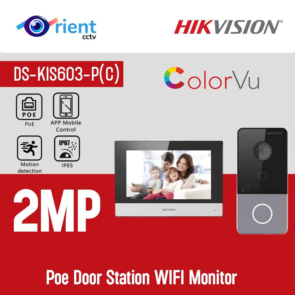 21 Hikvision DS-KIS603-P(C) Video Intercom Kit Built-in Mic DS-KV6113-WPE1(C) Doorbell DS-KH6320-WTE1 POE Support Door Station WIFI Monitor - Image 1