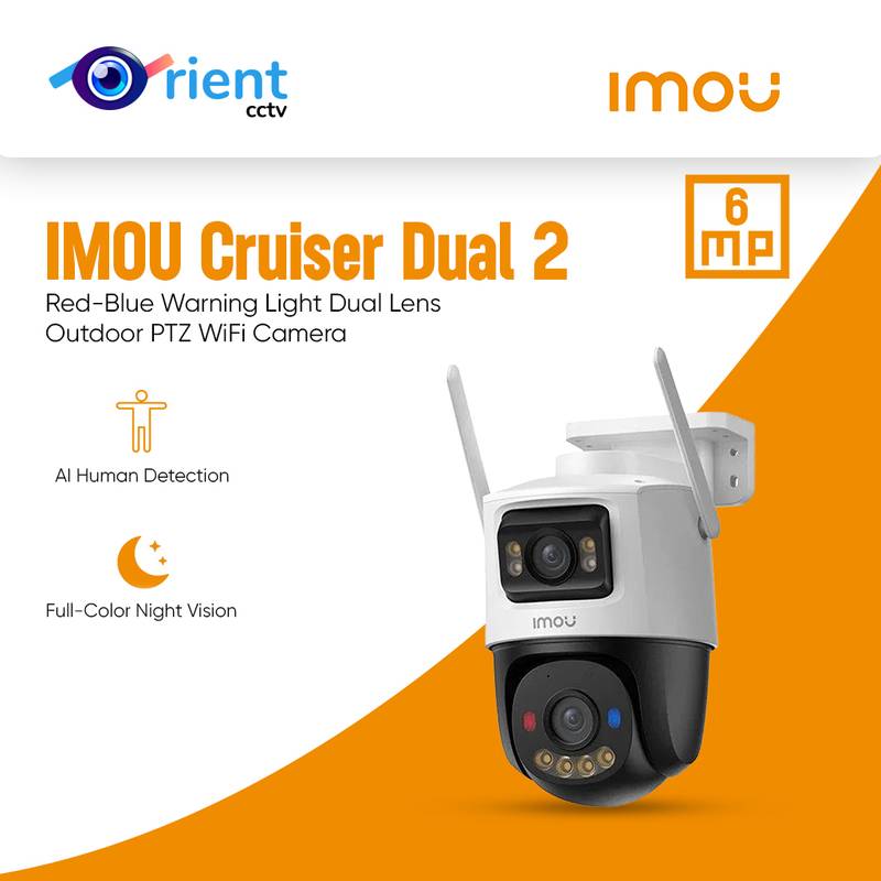 11 IMOU Cruiser Dual 2 6MP Red-Bule Warning Light Dual Lens Outdoor PTZ WiFi Camera Vehicle & Human Detection Surveillance - Image 1