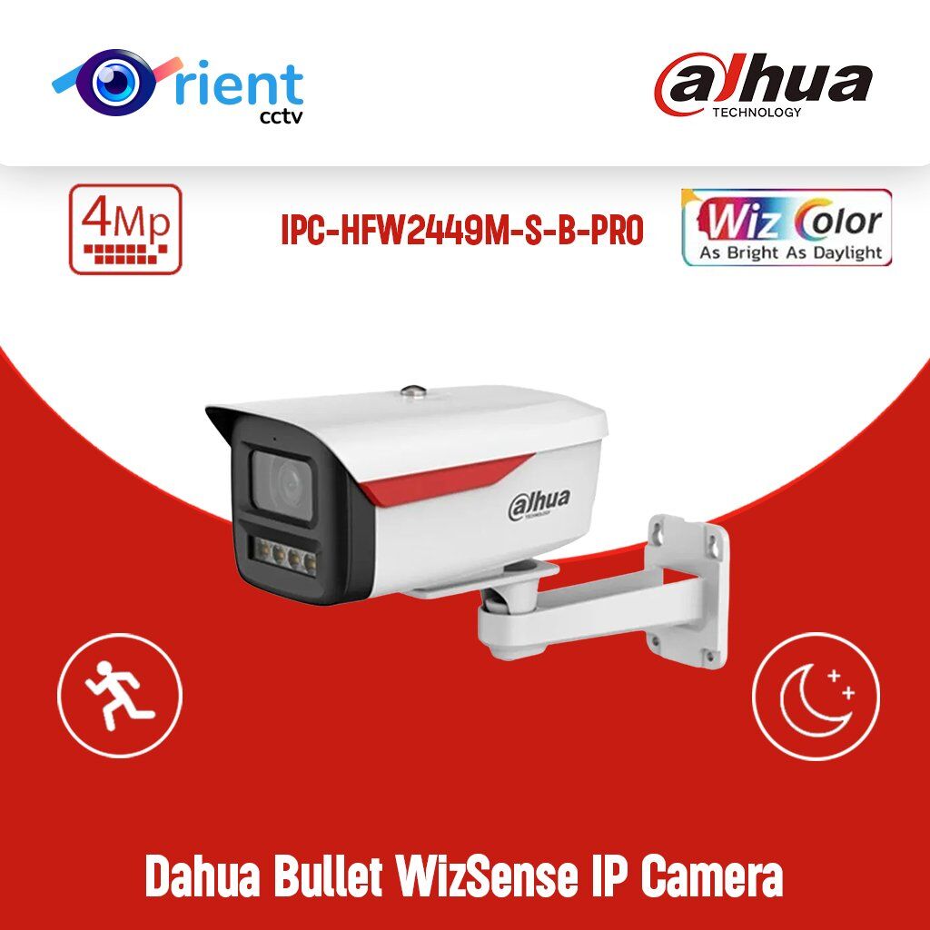 33 Dahua IPC-HFW2449M-S-B-PRO 1/1.8" CMOS 4MP Built-in MIC IP67 Built-in warm light 50m POE SMD Plus Bullet WizSense IP Camera - Image 1