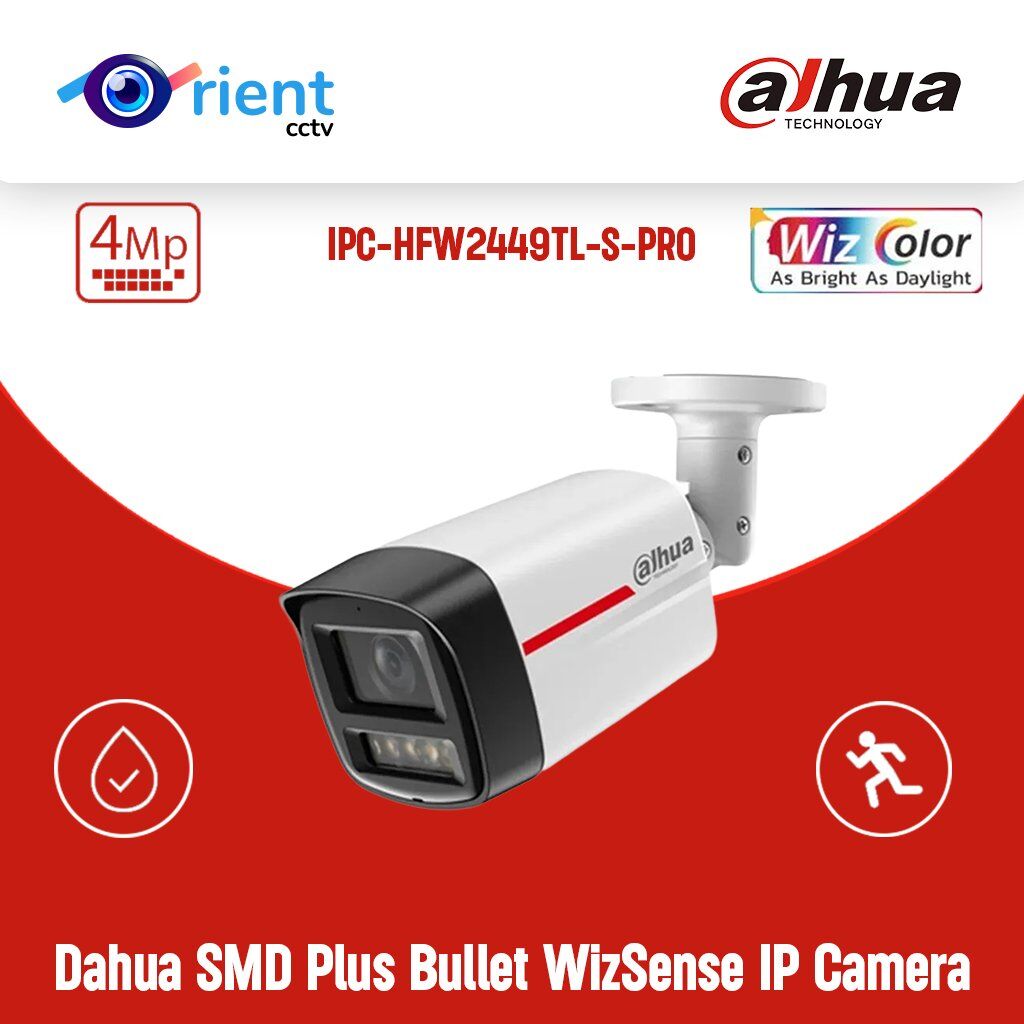 34 Dahua IPC-HFW2449TL-S-PRO 1/1.8" CMOS 4MP Built-in MIC IP67 24 hours full color POE SMD Plus Bullet WizSense ip Camera - Image 1