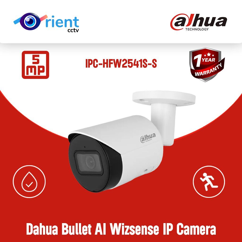 35 Dahua IPC-HFW2541S-S 5MP POE IP67 Starlight IR30M built in Mic SMD Plus bullet AI wizsense IP Camera - Image 1
