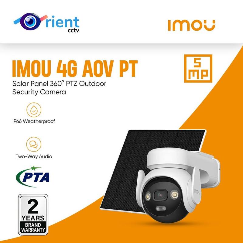 IMOU AOV PT 5MP With Solar Panel 360° PTZ Outadoor Security Camera 4G LTE PTA Approved Wifi Network 10000mAh Battery Auto Tracking IP Camera IMOU AOV PT 5MP With Solar Panel 360° PTZ Outadoor Security Camera 4G LTE PTA Approved Wifi Network 10000mAh Battery Auto Tracking IP Camera