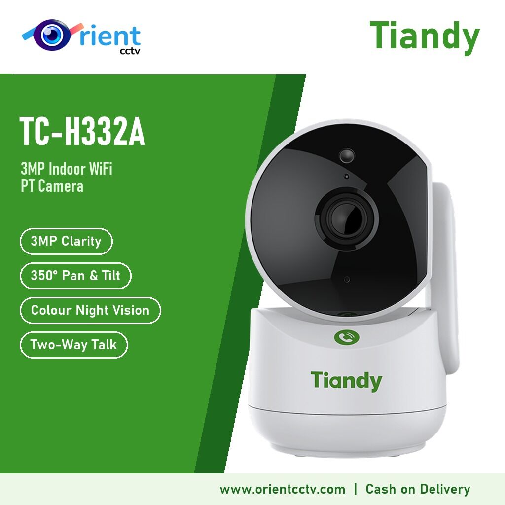 Tiandy TC-H332A 3MP Indoor WiFi PT Camera | Color Maker, 350° Pan & Tilt, Two-Way Talk, Auto Tracking Tiandy TC-H332A 3MP Indoor WiFi PT Camera | Color Maker, 350° Pan & Tilt, Two-Way Talk, Auto Tracking