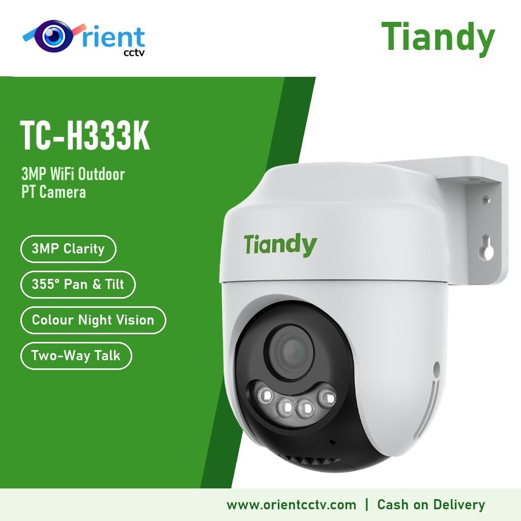 Tiandy TC-H333K 3MP WiFi Outdoor PT Camera | Color Maker, 355° Pan & Tilt, Two-Way Talk, Auto Tracking Tiandy TC-H333K 3MP WiFi Outdoor PT Camera | Color Maker, 355° Pan & Tilt, Two-Way Talk, Auto Tracking