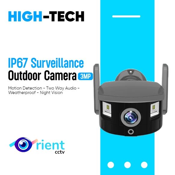 Outdoor Waterproof Fisheye 3MP Surveillance Camera IP67 Waterproof WIFI Home Remote HD Color Night Vision Automatic Cruise Monitor - Image 1