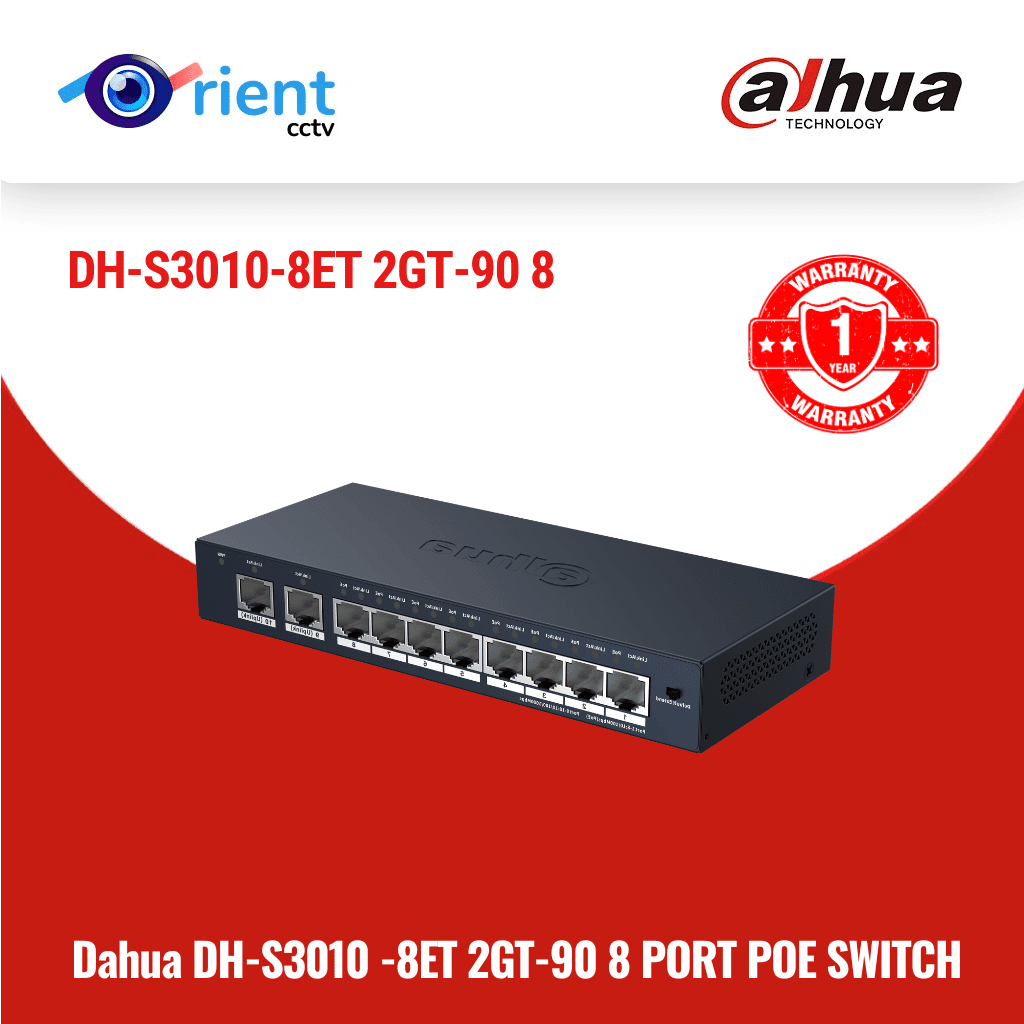 3 Dahua DH-S3010-8ET2GT-90 10-Port Switch with 8-Pot PoE (90W) - Image 1
