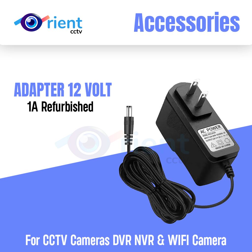 ADAPTER 12 VOLT , 1A Refurbished for CCTV Cameras DVR NVR & WIFI Camera