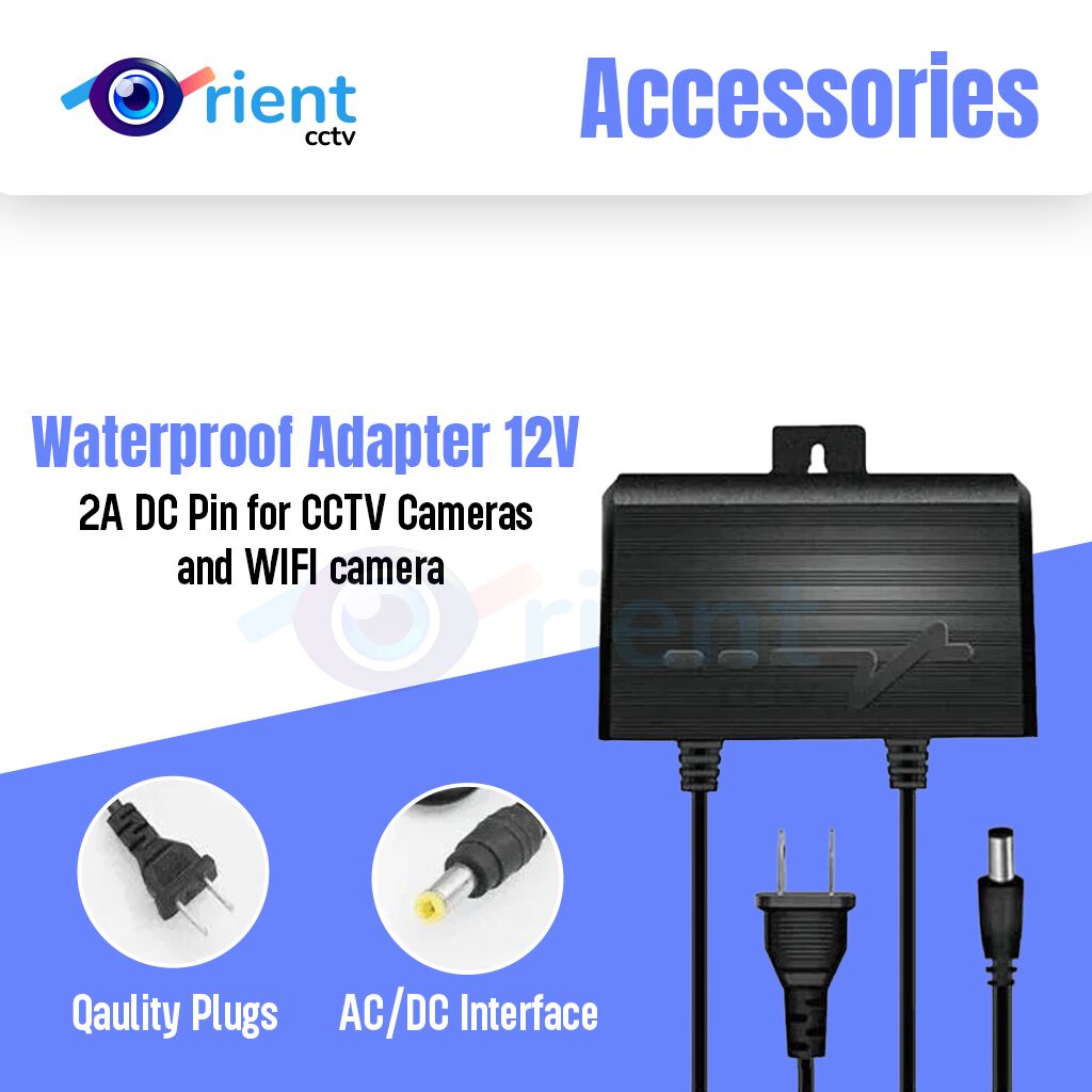 Waterproof Adapter 12V , 2A DC Pin for CCTV Cameras and WIFI camera