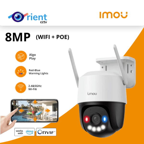 Imou Cruiser SC 8MP 4K Occutdoor Security Wifi IP Camera POE Connection AOR Mode Red-Blue warning lights Algo Play Surveilliance - Image 1