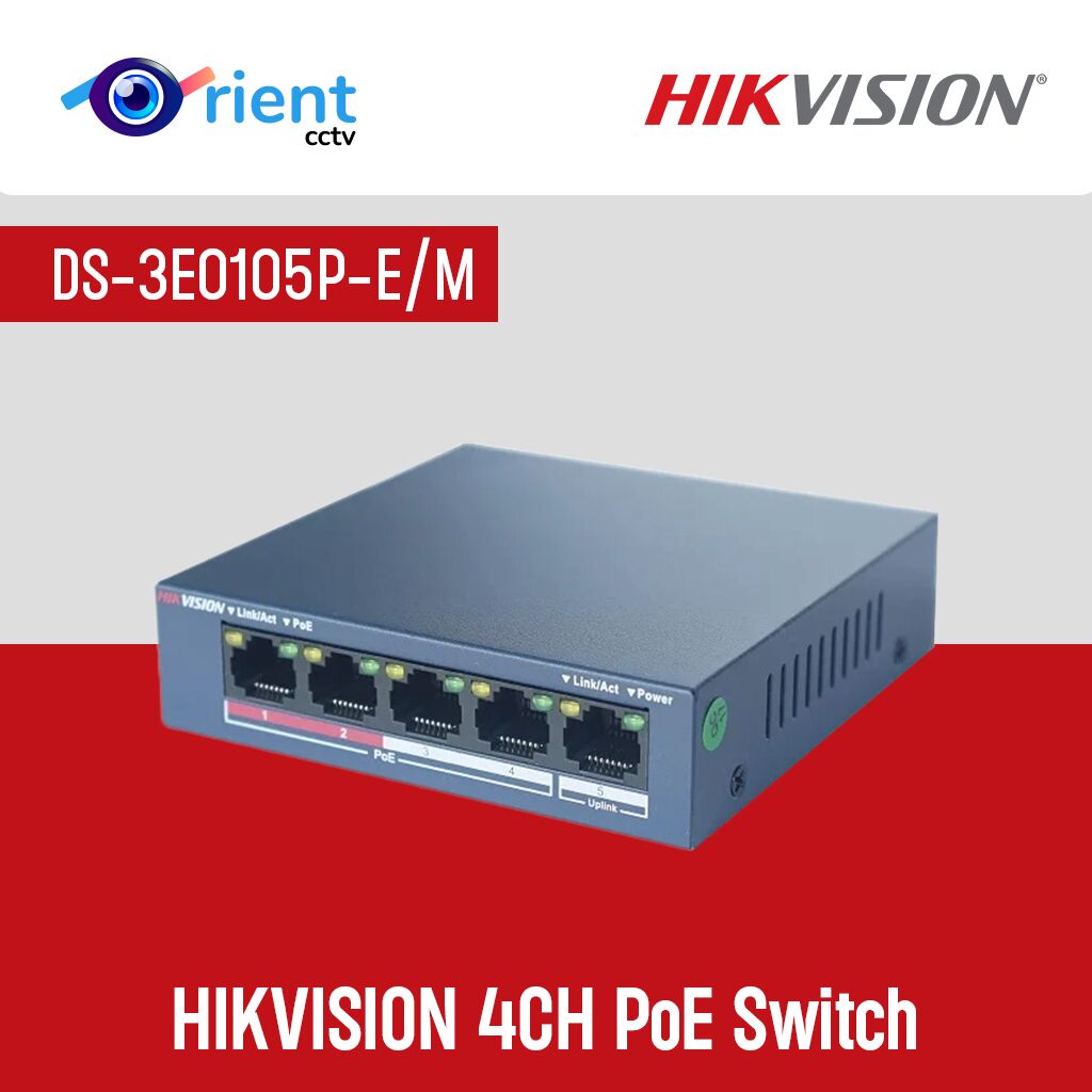 5 HIKVISION 4CH PoE Switch, DS-3E0105P-E/M Unmanaged PoE LAN Switch, PoE LAN Network Switch - Image 1