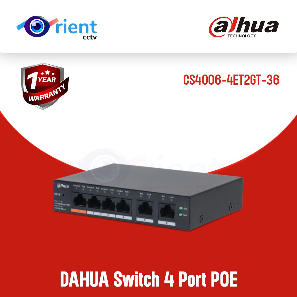 DAHUA Switch CS4006-4ET2GT-36 4 Port POE DAHUA Switch CS4006-4ET2GT-36 4 Port POE