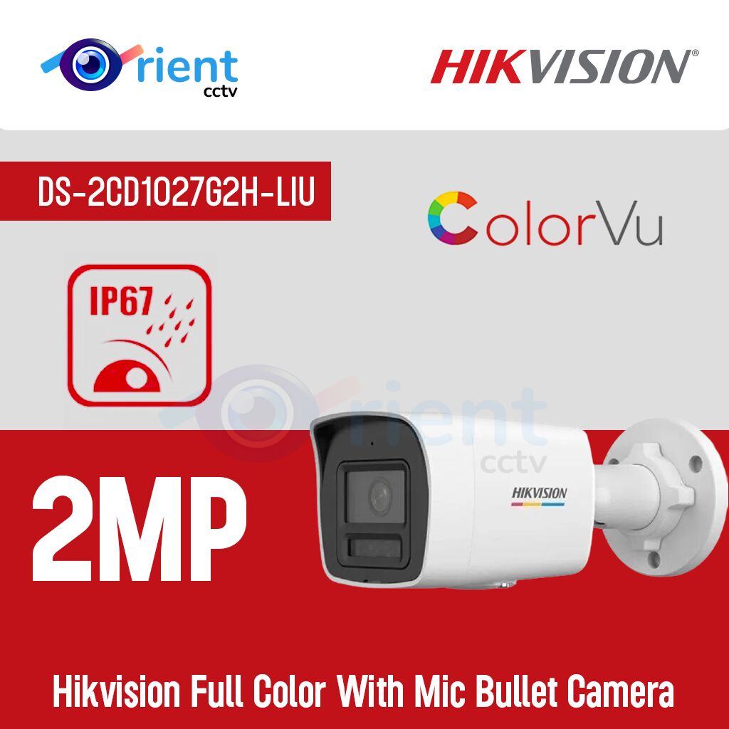 HIKVISION DS-2CD1027G2H-LIU 2MP Full Color With Mic Bullet Camera HIKVISION DS-2CD1027G2H-LIU 2MP Full Color With Mic Bullet Camera - Image 1