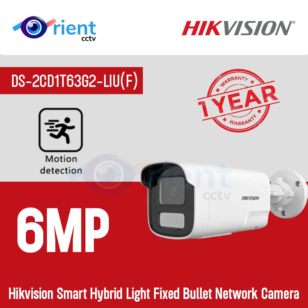 HIKVISION DS-2CD1T63G2-LIU(F) 6 MP Smart Hybrid Light Fixed Bullet Network Camera HIKVISION DS-2CD1T63G2-LIU(F) 6 MP Smart Hybrid Light Fixed Bullet Network Camera - Image 1