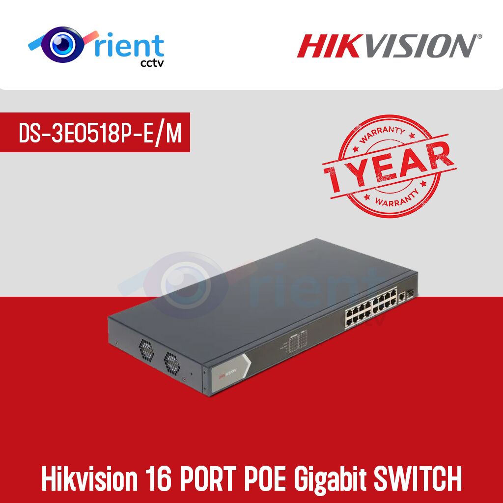 HIKVISION DS-3E0518P-E M 16 PORT POE Gigabit SWITCH HIKVISION DS-3E0518P-E/M 16 PORT POE Gigabit SWITCH - Image 1
