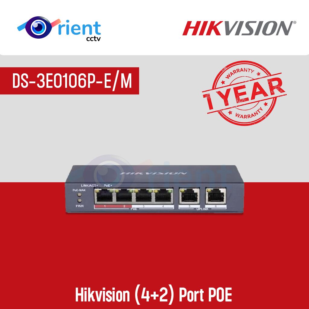 Hikvision( 4+2) Port POE DS-3E0106P-E M Hikvision( 4+2) Port POE DS-3E0106P-E/M - Image 1