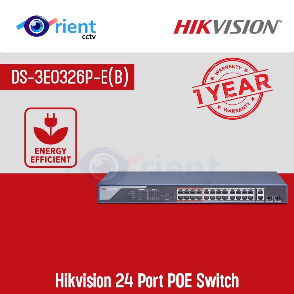 Hikvision DS-3E0326P-E(B) – 24 Port POE Switch Hikvision DS-3E0326P-E(B) - 24 Port POE Switch - Image 1