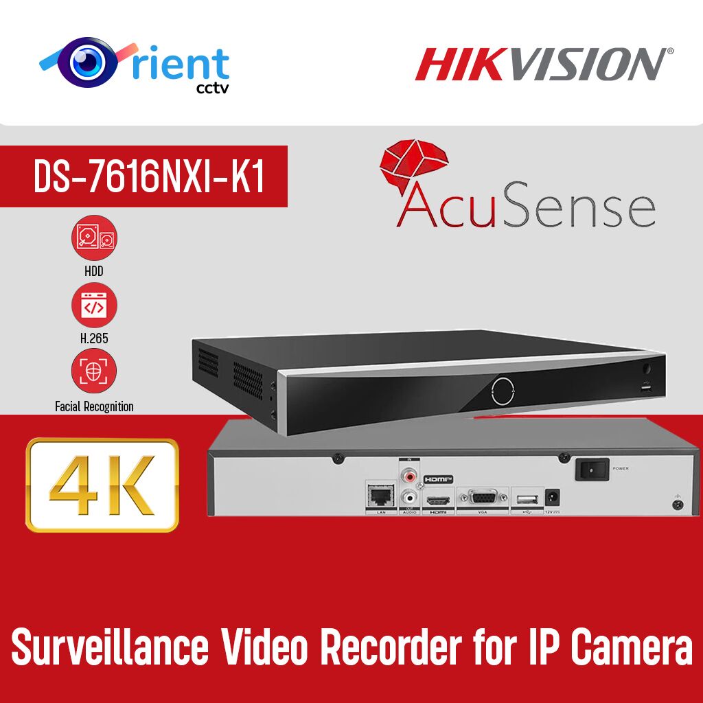 3 HIK 16-ch 1U K Series AcuSense NVR replace DS-7616NXI-K1 Surveillance Video Recorder for IP Camera - Image 1