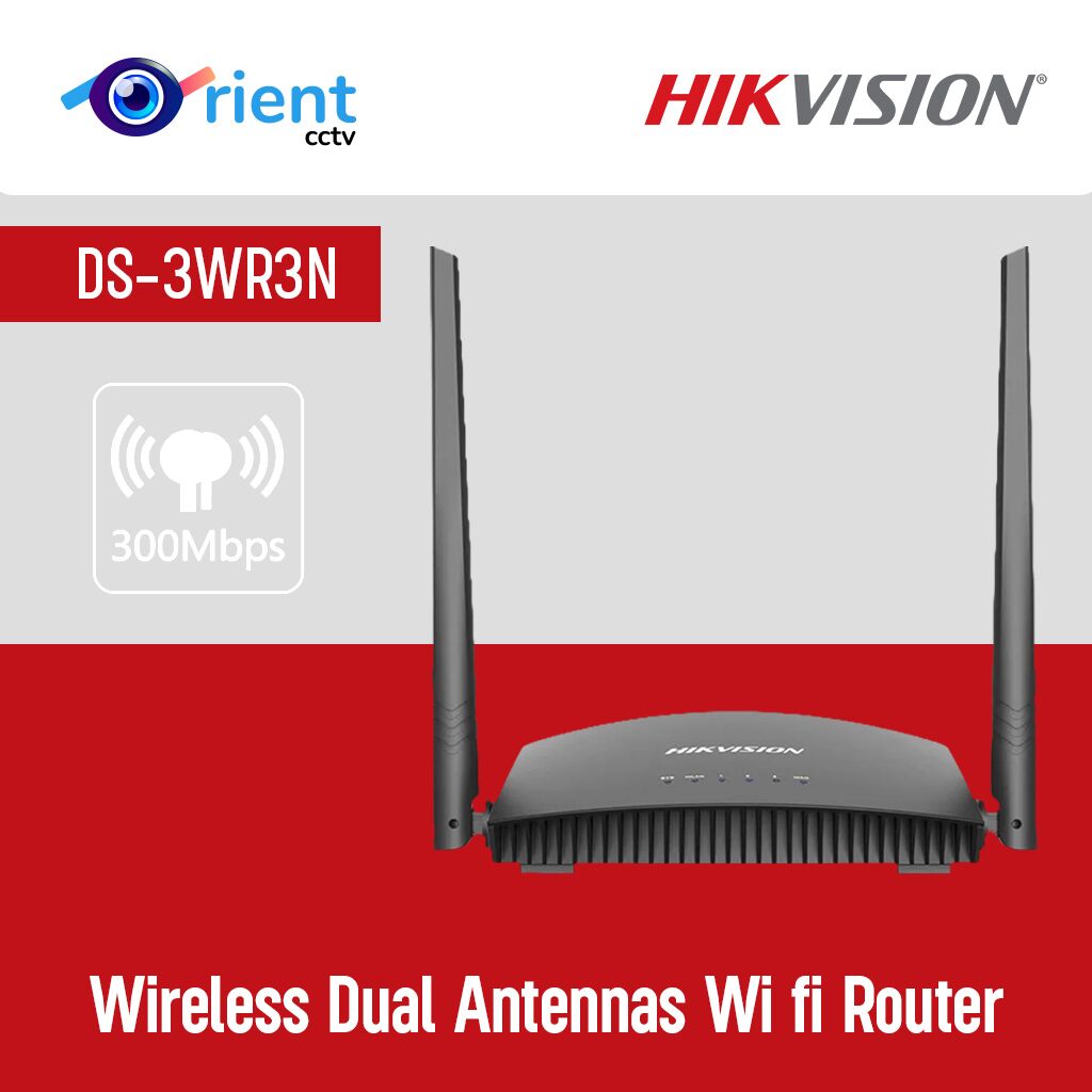 4 Hikvision 2.4 300Mbps Network Wireless Dual Antennas Wi fi Router for Home, Black, DS-3WR3N - Image 1