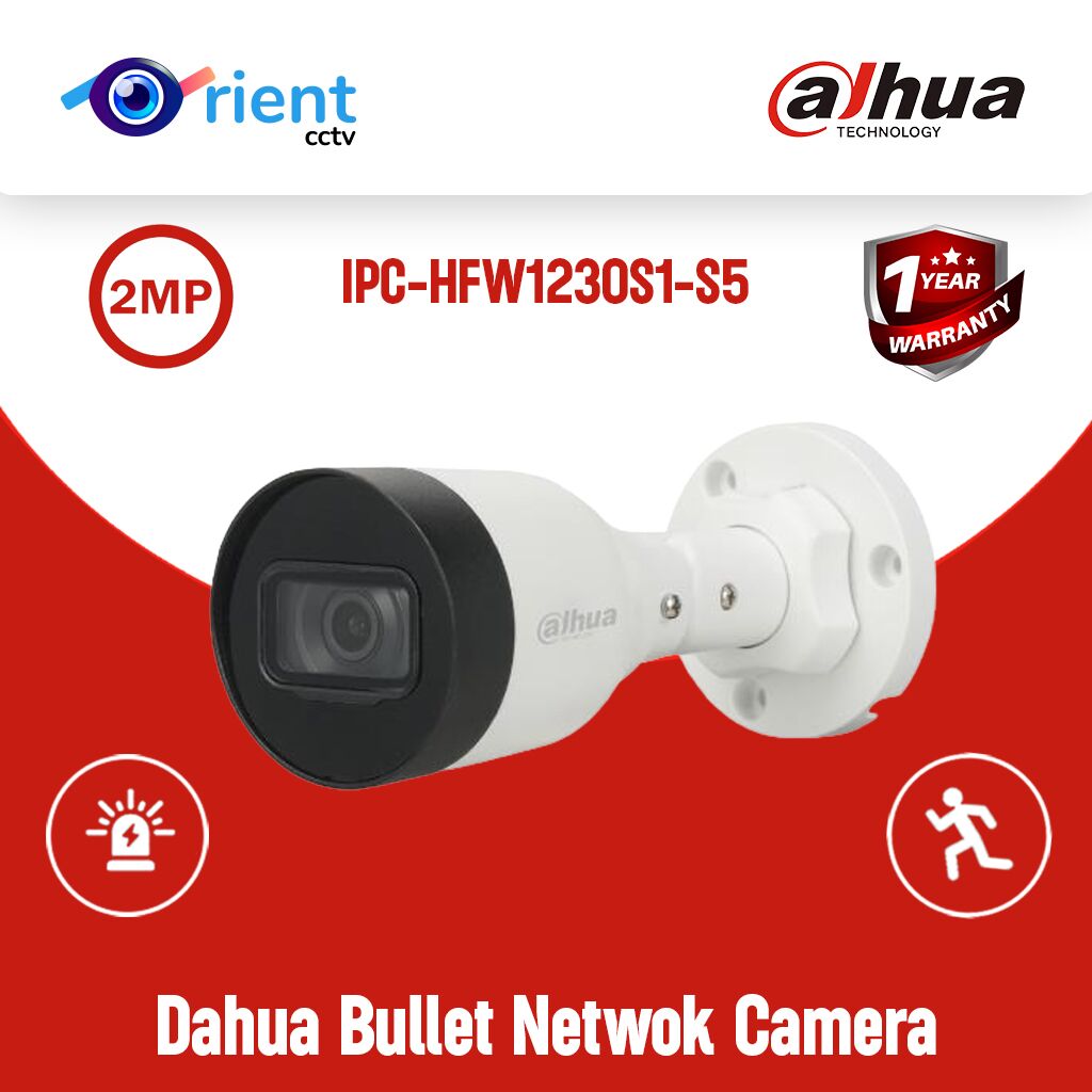57 Dahua IPC-HFW1230S1-S5 2MP Entry IR Fixed-Focal Bullet Netwok Camera - Image 1