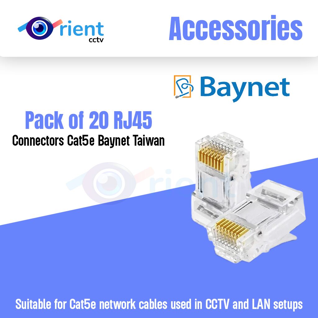 Pack of 20 RJ45 Connectors Cat5e Baynet Taiwan Pack of 20 RJ45 Connectors Cat5e Baynet Taiwan