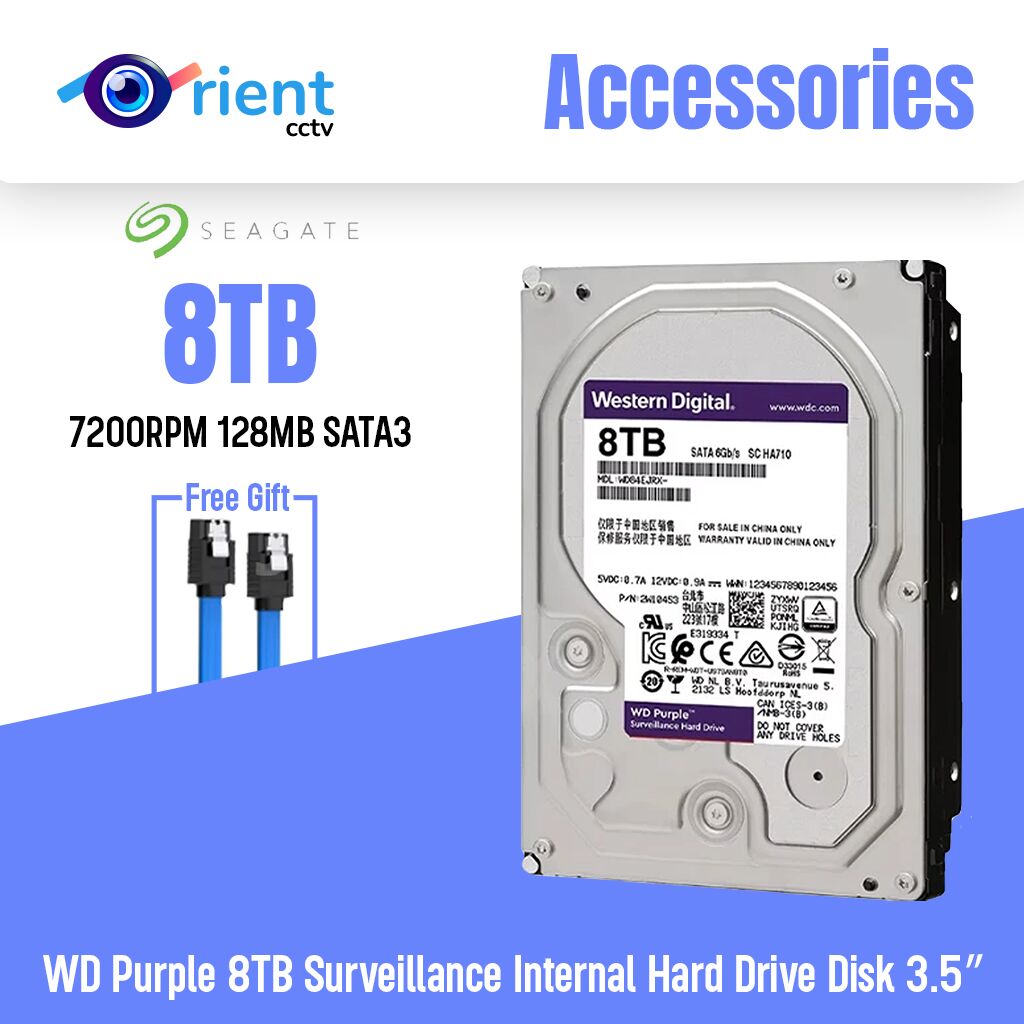 WD Purple 8TB Surveillance Internal Hard Drive Disk 3.5" Cache SATA III 6Gb/s HDD HD Harddisk for CCTV DVR NVR PC Computer - Image 1