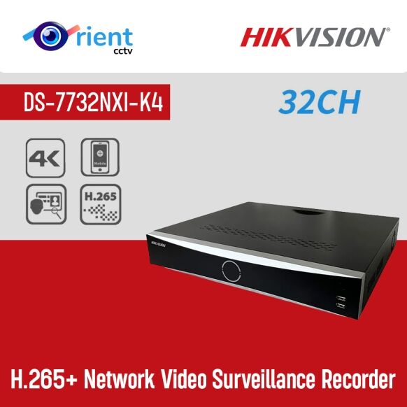 Hikvision DS-7732NXI-K4 12MP 4K 32ch AcuSense NVR Facial Recognition H.265+ Network Video Surveillance Recorder - Image 1