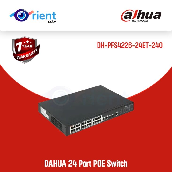 DAHUA DH-PFS4226-24ET-240 Dahua 24 Port POE Switch DAHUA PFS-4226-24GT-240 Dhaua 24 Port Gigabit Switch - Image 1