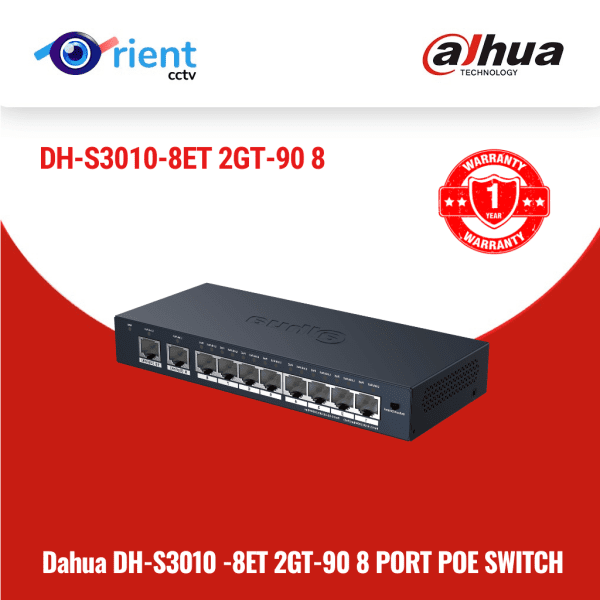 Dahua DH-S3010-8ET2GT-90 10-Port Switch with 8-Pot PoE (90W) - Image 1