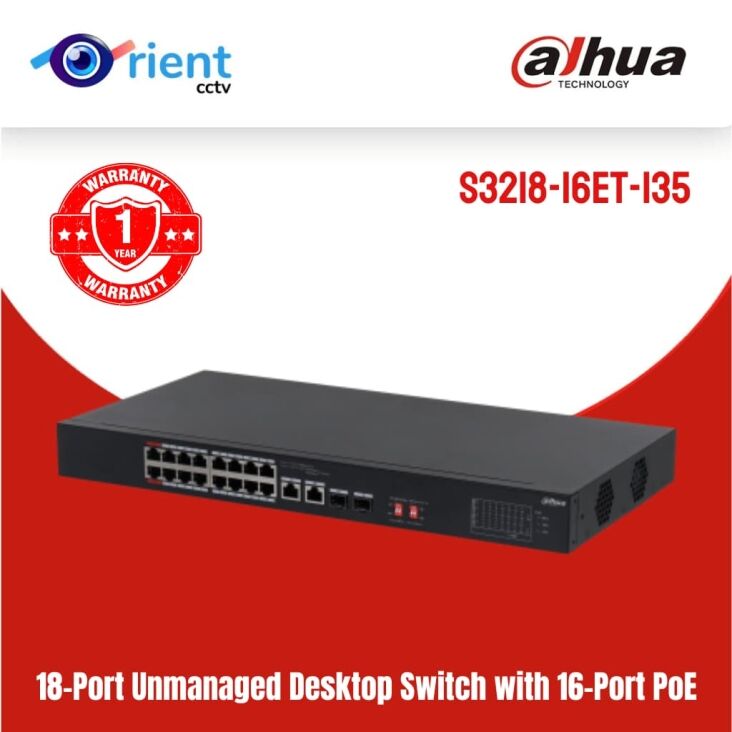 dh-S3006-4ET-36 (5) Dahua S3218-16ET-135 PoE Network Switch with 16 PoE Ports & 2 Uplink Ports - Image 1