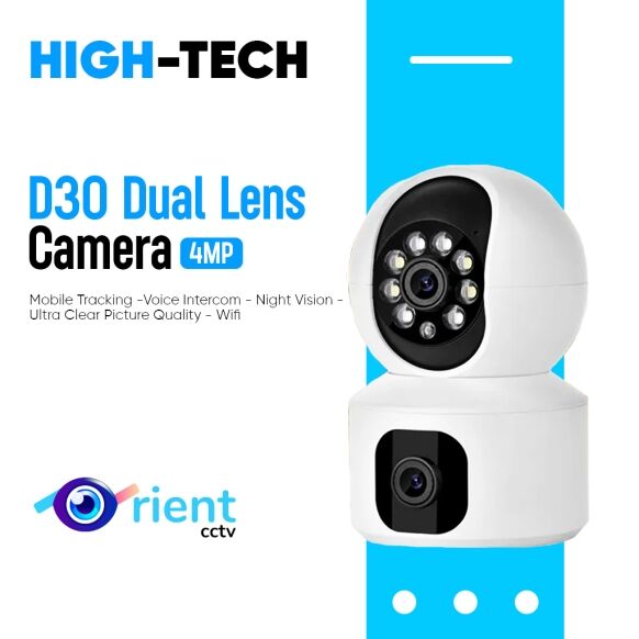 11 DUAL LENS CAMERA 4MP CCTV WIFI Rotating 360° Color Camera Baby Monitor Surveillance D30 - Image 1