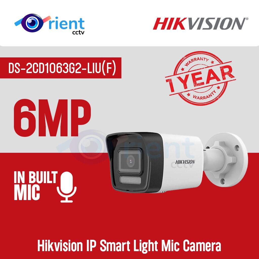 Hikvision DS-2CD1063G2-LIU(F) 6MP IP Smart Light Mic Camera Hikvision DS-2CD1063G2-LIU(F) 6MP IP Smart Light Mic Camera