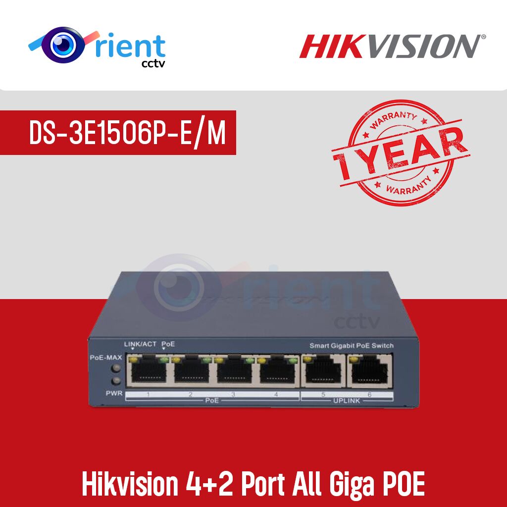 Hikvision DS-3E1506P-E M 4+2 Port All Giga POE Hikvision DS-3E1506P-E/M 4+2 Port All Giga POE - Image 1