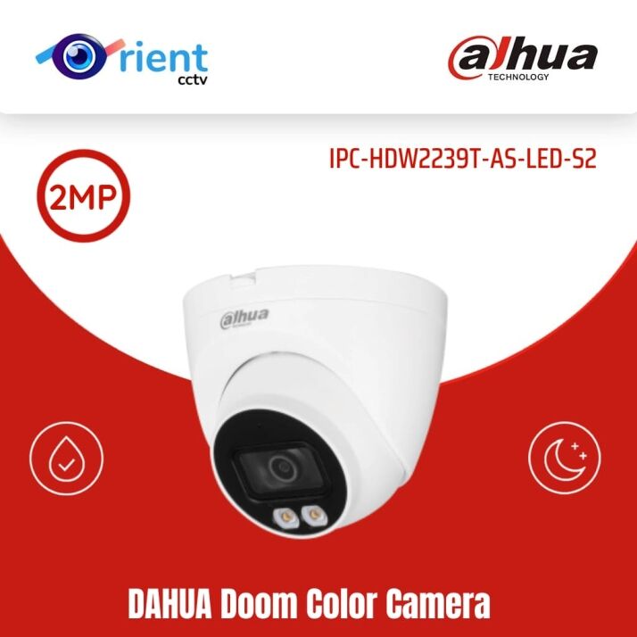 IPC-HDW2239T-AS-LED-S2 Dahua IPC-HDW2239T-AS-LED-S2 Outdoor Full Color Dome Camera with Audio | 2MP IP Security Camera - Image 1