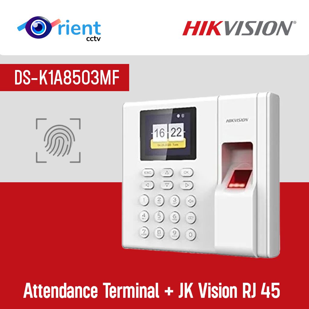 20 Hikvision DS-K1A8503MF Value Series Fingerprint Time Attendance Terminal + JK Vision RJ 45 - Image 1