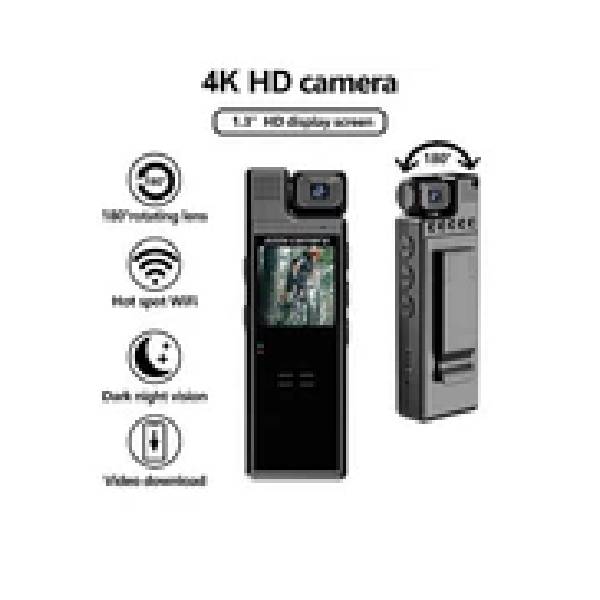 18 Body Cam 4K with Audio and Video Recording 180°Lens Rotatable - Image 1