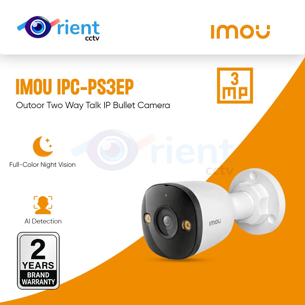IMOU IPC-PS3EP-3M0 3MP PoE Outoor Two Way Talk IP Bullet Camera AI Detection & Full-Color Night Vision