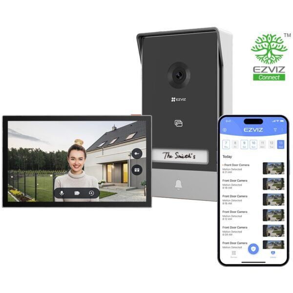 EZVIZ 2K Video Doorbell with Camera, Door Intercom with 7 Inch Colour Touch Screen, Person Detection and Two-Way Audio, Intercom with Door Opener, Supports Dual Band WiFi, HP7