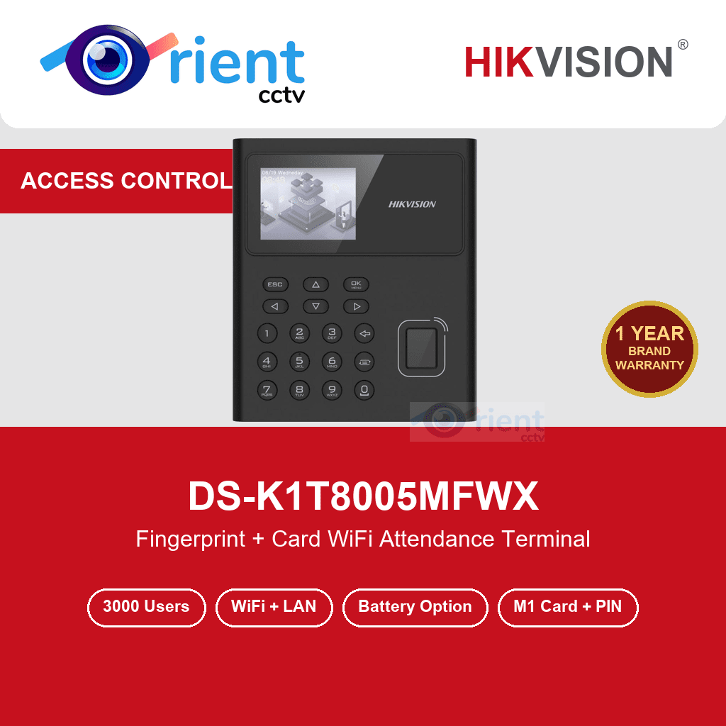 HIKVISION DS-K1T8005MFWX Pro Fingerprint Terminal | 3000 Fingerprints + 3000 Cards | WiFi | Access Control + Time Attendance HIKVISION DS-K1T8005MFWX Pro Fingerprint Terminal | 3000 Fingerprints + 3000 Cards | WiFi | Access Control + Time Attendance