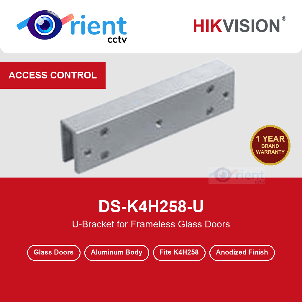 HIKVISION DS-K4H258-U U-Bracket for DS-K4H258 Magnetic Lock | Frameless Glass Doors | Aluminum HIKVISION DS-K4H258-U U-Bracket for DS-K4H258 Magnetic Lock | Frameless Glass Doors | Aluminum