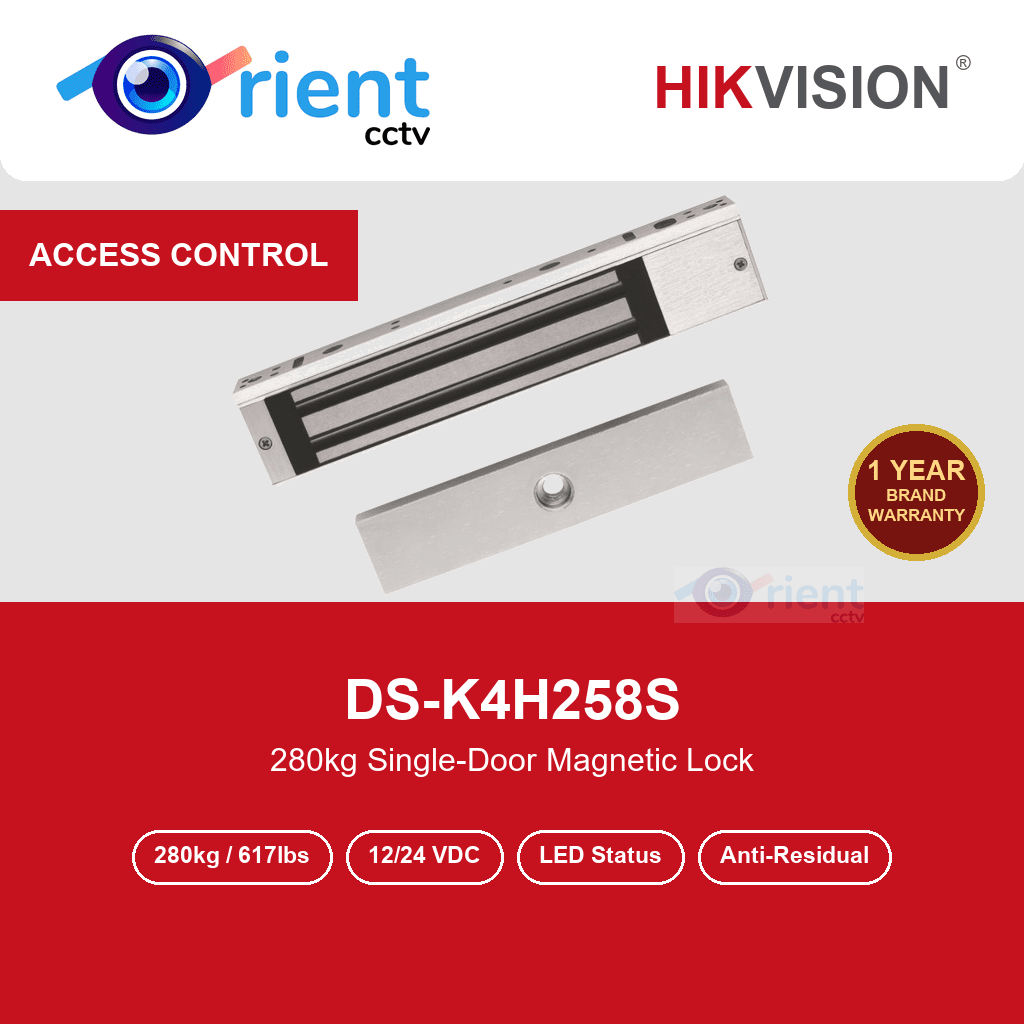 HIKVISION DS-K4H258S Magnetic Lock | 280kg (617lbs) Holding Force | Single Door | LED Status Indicator HIKVISION DS-K4H258S Magnetic Lock | 280kg (617lbs) Holding Force | Single Door | LED Status Indicator