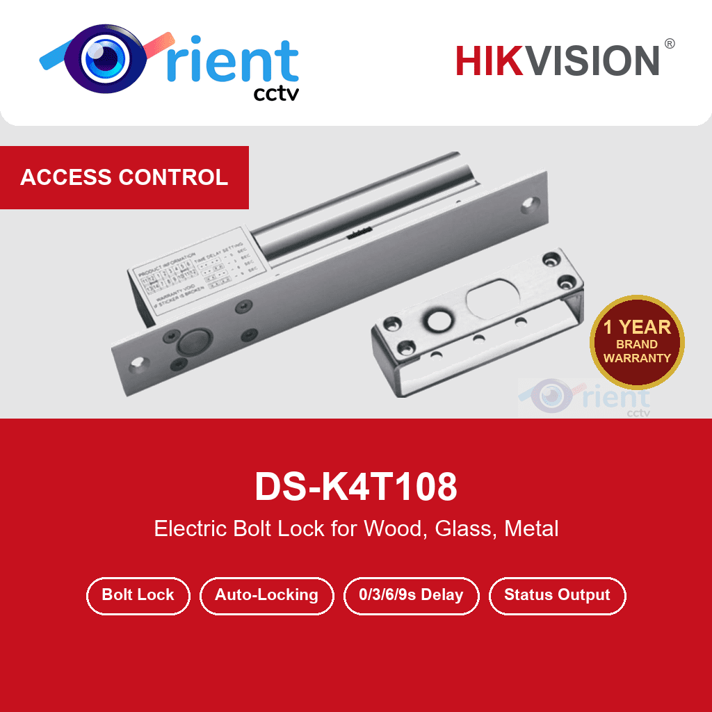 HIKVISION DS-K4T108 Bolt Electric Lock | Wooden Glass Metal Doors | Auto-Locking | Door Status Output HIKVISION DS-K4T108 Bolt Electric Lock | Wooden Glass Metal Doors | Auto-Locking | Door Status Output