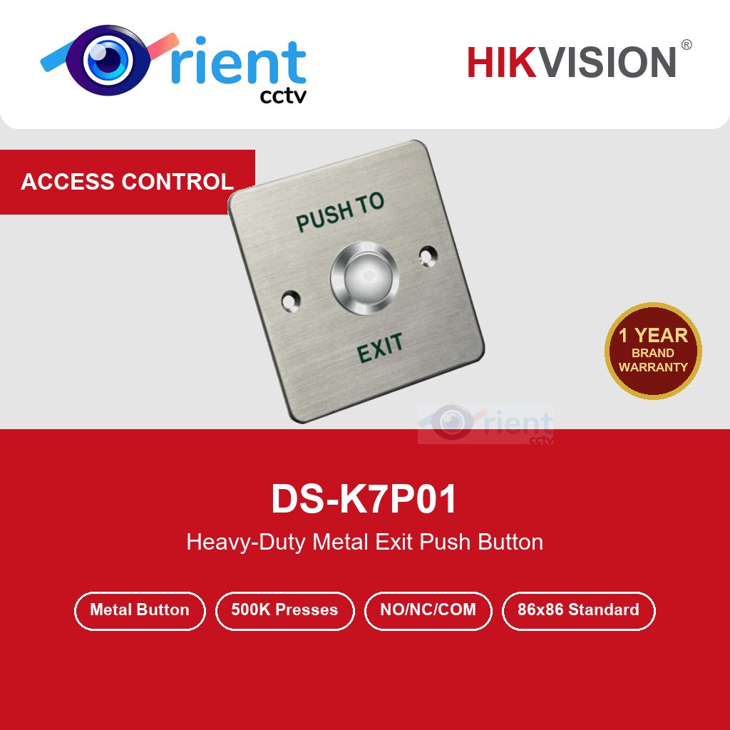 HIKVISION DS-K7P01 Metal Exit Button | Aluminum Alloy Panel | 500,000 Press Tested | NO/NC/COM HIKVISION DS-K7P01 Metal Exit Button | Aluminum Alloy Panel | 500,000 Press Tested | NO/NC/COM