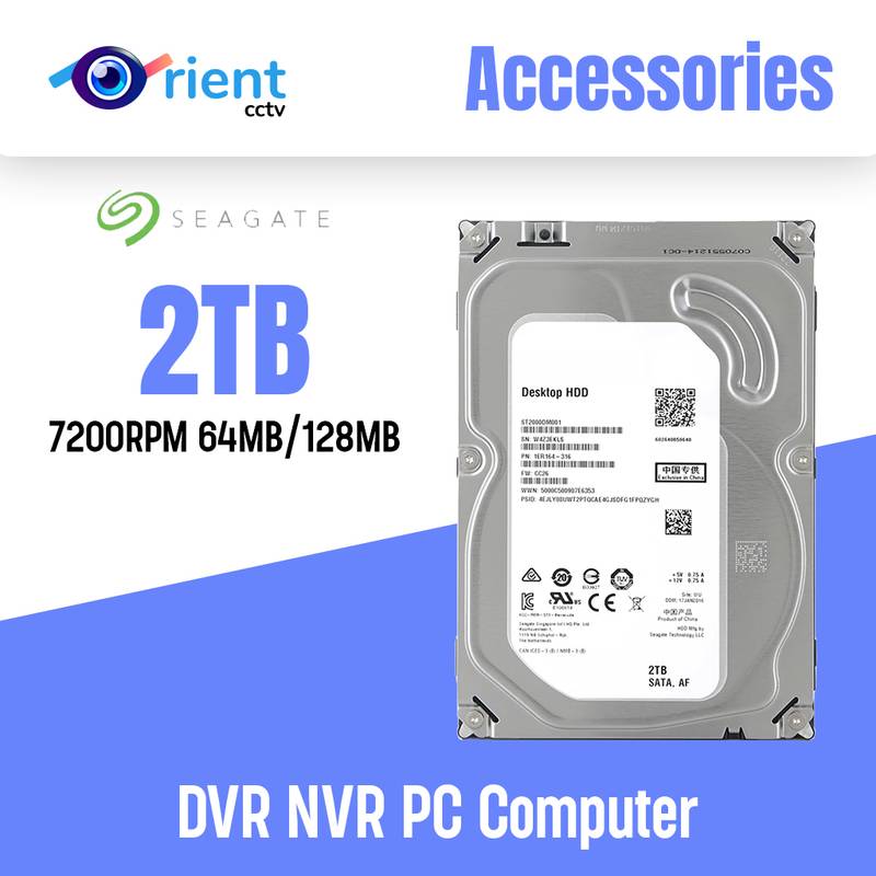 13 Seagate 2TBDesktop PC 3.5″ Internal Mechanical Hard disk SATA3 6Gb/s HDD 5900-7200RPM 64MB/128MB Buffer for DVR NVR PC Computer - Image 1