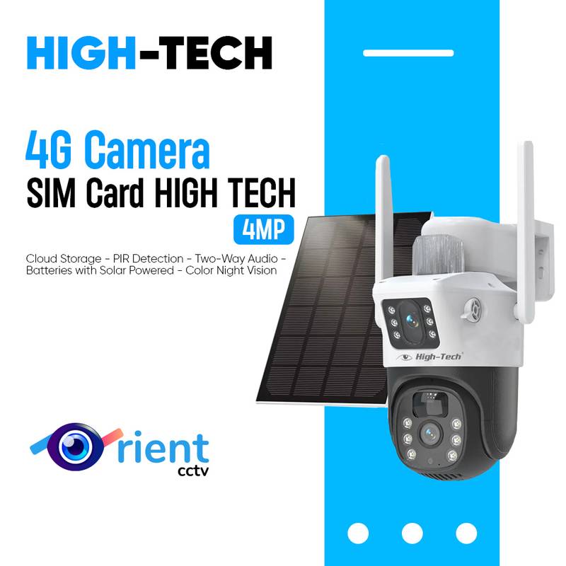 4 4G Camera SIM Card HIGH TECH 4MP IP Camera Outdoor 7.6W Solar Panel 10800mAh Battery Security PTZ CCTV Smart Monitor - Image 1