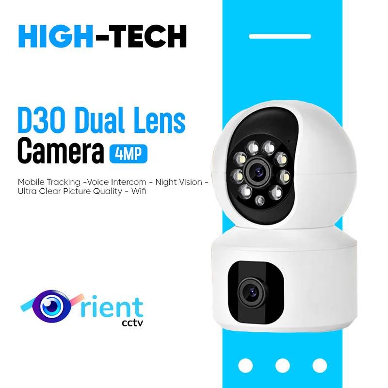 11 DUAL LENS CAMERA 4MP CCTV WIFI Rotating 360° Color Camera Baby Monitor Surveillance D30 - Image 1