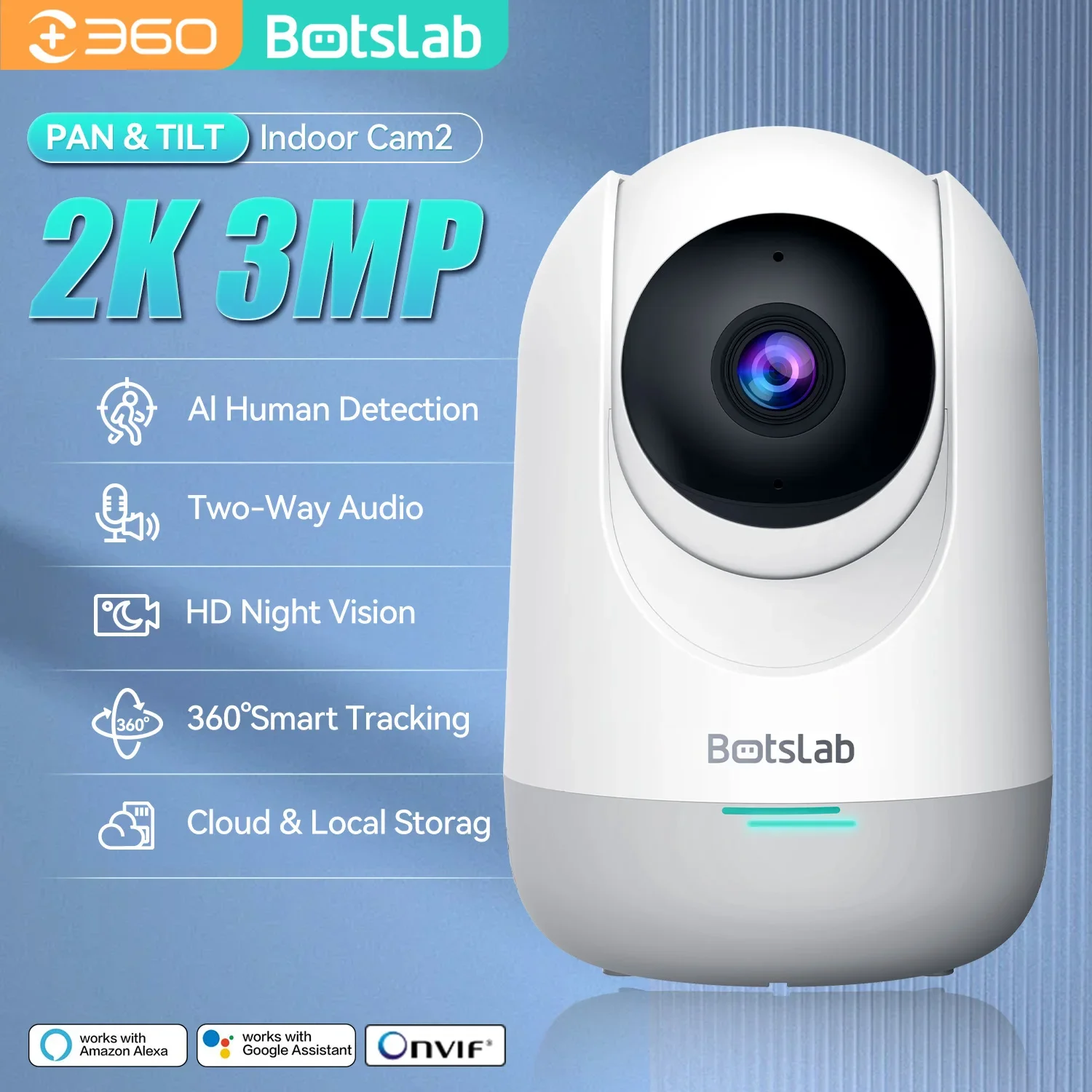 kf-Sde9939d7329c4544b609c7704233c81ay Botslab by 360 C212 Security Camera Smart Pan Tilt Camera, 2K WiFi CCTV Indoor Home Camera Human Motion Detection Night Vision - Image 1