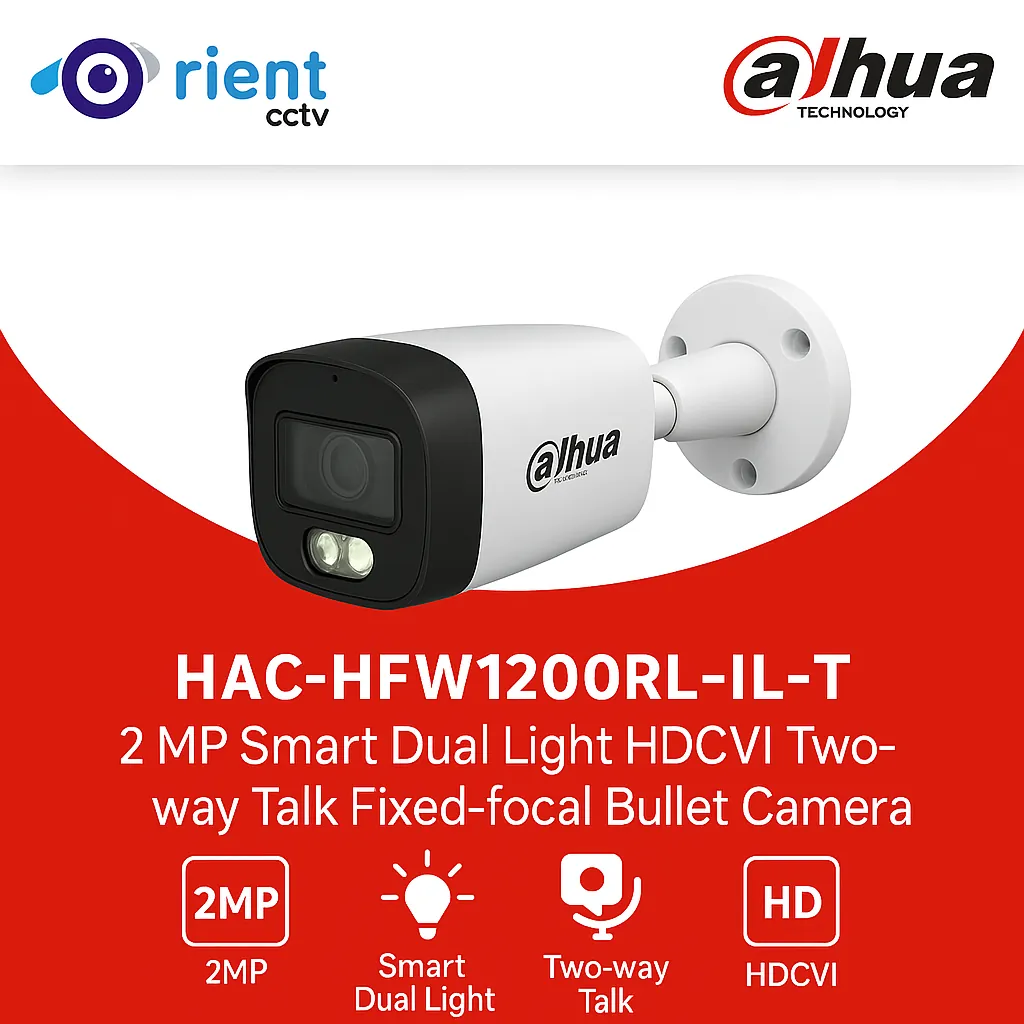 Dahua_HFW1200RL_IL_T Dahua HAC-HFW1200RL-IL-T 2MP Smart Dual Light HDCVI Two-Way Talk Outdoor Bullet CCTV Camera | Full HD 1080p Security Camera - Image 1