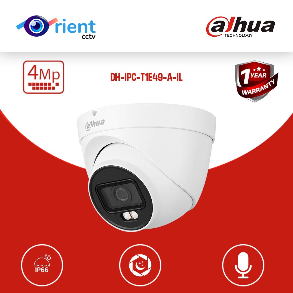 Dahua DH-IPC-T1E49-A-IL | 4MP Dome IP Camera with Built-in Mic | Full-Color Night Vision | Eco Series - Image 1