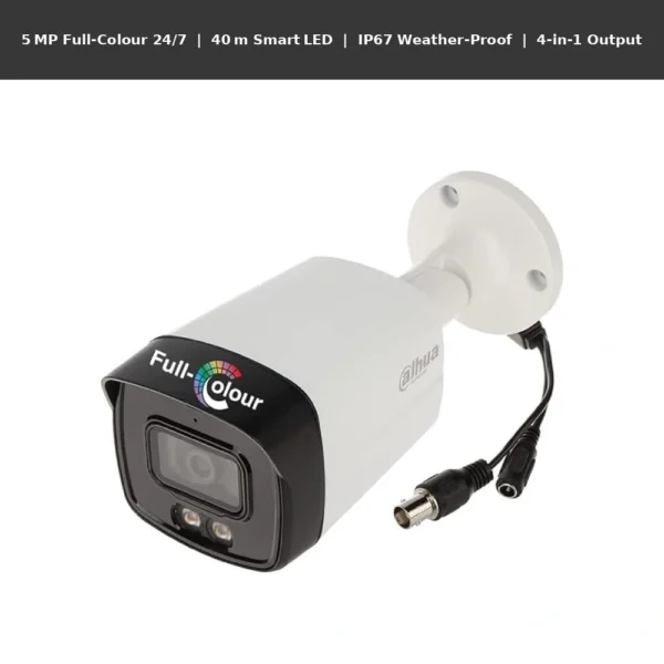 Dahua HFW1509TLMP‑LED | 5 MP Full‑Colour Bullet CCTV Camera – 40 m Smart LED, IP67, HDCVI