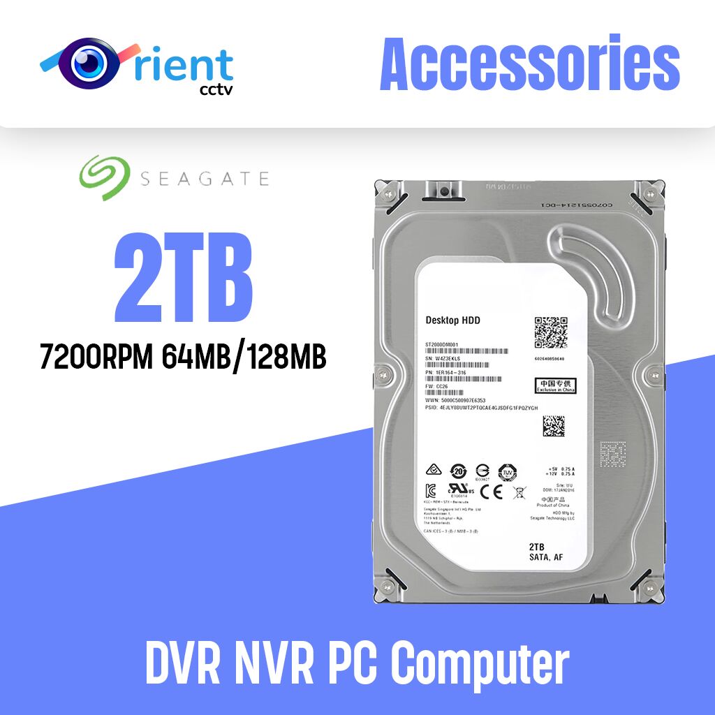 Seagate 2TB 3.5″ Desktop Internal HDD 7200RPM SATA III for PC/NVR